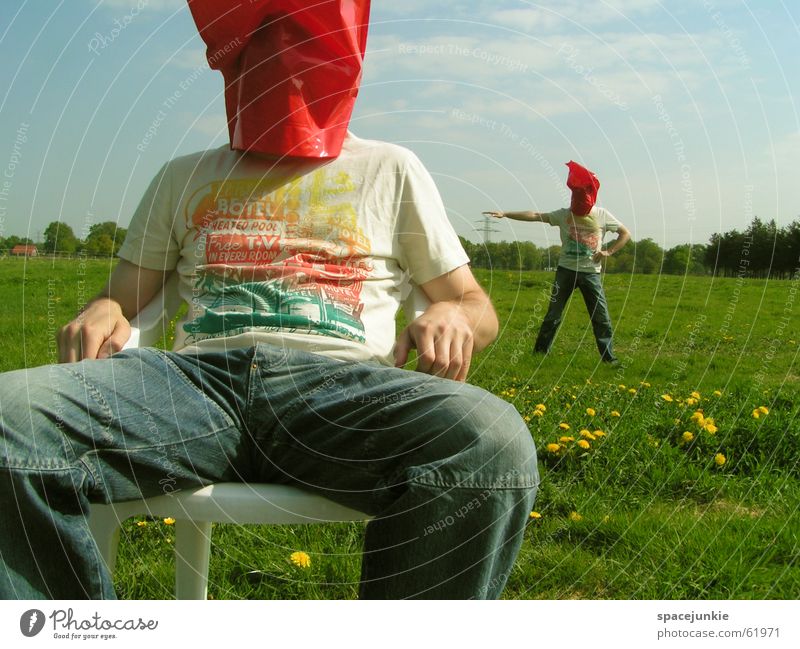 plastic bag (3) Plastic bag Meadow Flower Human being Nature