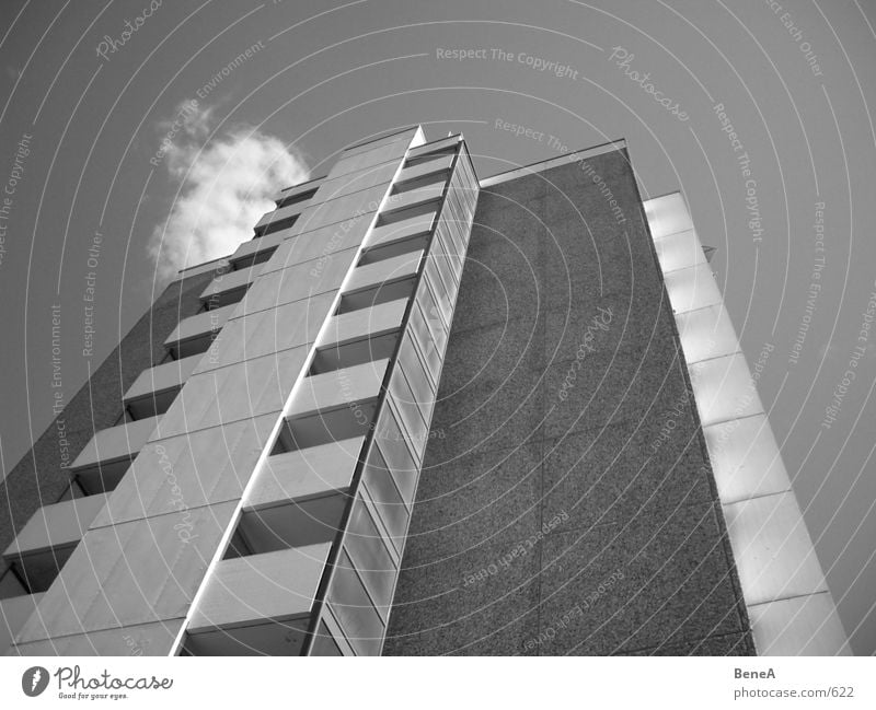 Look Up 1 Prefab construction Building House (Residential Structure) Tower block Gloomy Seventies Concrete Block Town Urbanization Cold High-rise Sky Clouds