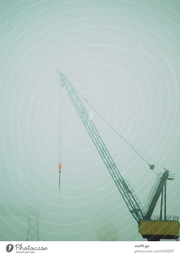 foggy crane Bad weather Fog Rain Hamburg Deserted Industrial plant Logistics Harbour Threat Dark Dockside crane Crane Strong Industrial Photography Loneliness