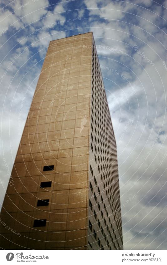 the clouds are scratching House (Residential Structure) Window High-rise Hotel Clouds White Sky Blue Architecture