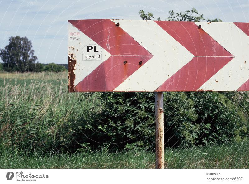 eastward expansion Red White Europe Poland near Szczecin Signs and labeling Arrow