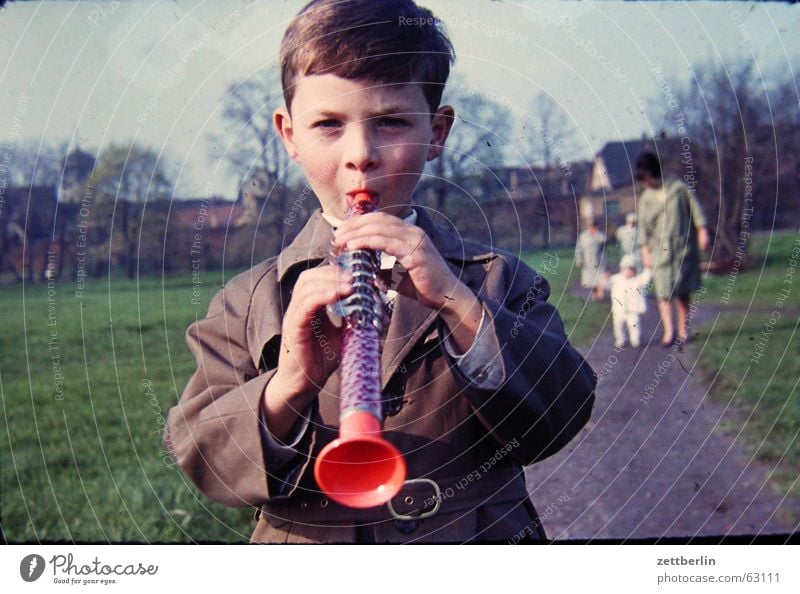 Child with clarinet Sunday Clarinet Folklore music Family & Relations Small Town Saxony Sixties Peace Boy (child) blood sweat tears To go for a walk