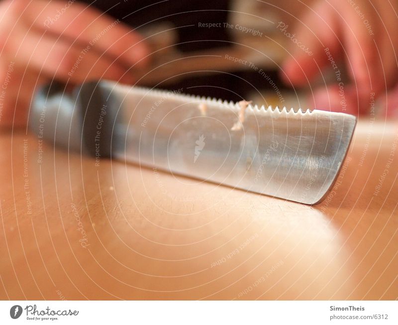 the bread knife Cut Depth of field Table Near Nutrition Macro (Extreme close-up) Detail Cooking