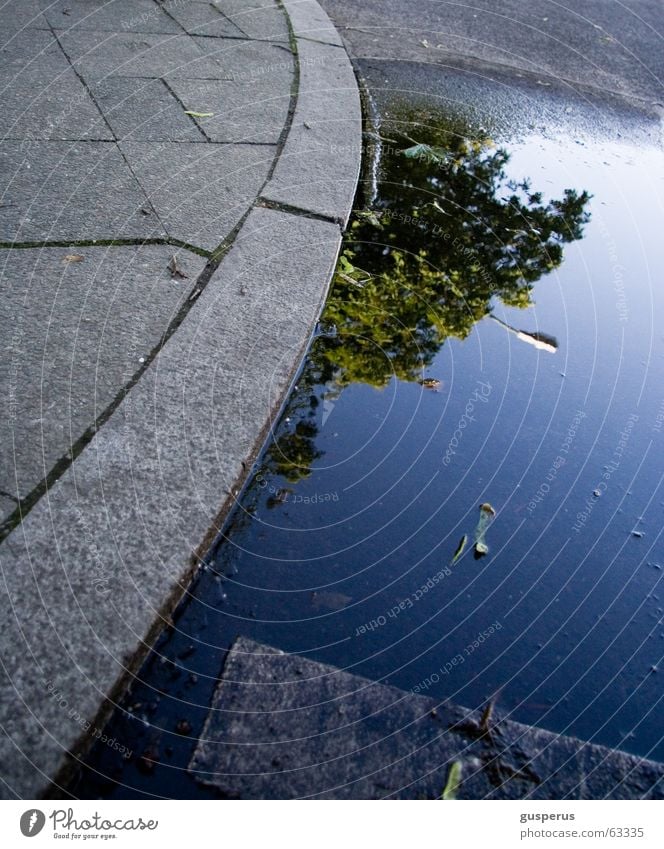 { BIG CITY PUDDLE } Curbside Town Sidewalk Reflection Fairs & Carnivals Promenade climb on the run Street Mixture Graffiti pavement curb curbstone road footpath