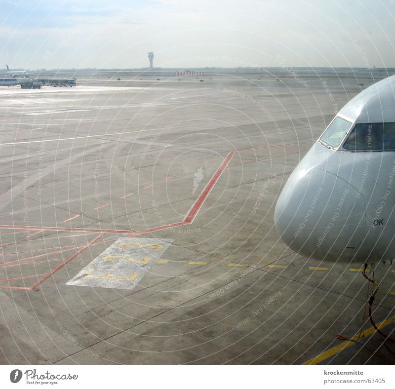 roll into the field Runway Airplane Horizon Barcelona Vacation & Travel Gangway Clearance for take-off Cockpit control tower Line Airport Empty Beginning