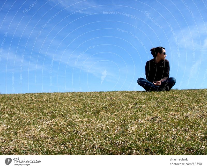 waiting Sky lawn grass clouds woman