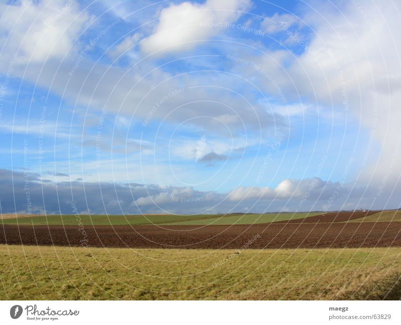 commute sb./sth. Field Green Village Brown Agriculture Clouds White Fresh Exterior shot Sky Blue Freedom Nature Landscape