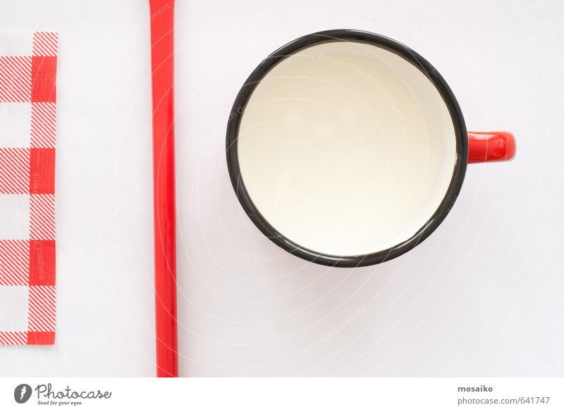 cup of milk Nutrition Breakfast Plate Design Table Kitchen Child Infancy Simple Clean Red Black White Colour background Checkered circle clear Conceptual design