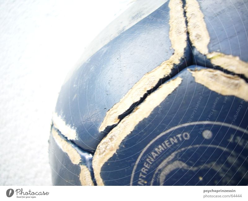 frisky Leather Ball Blue Shabby Old Second-hand Macro (Extreme close-up) 1 Detail Seam Glittering Round Sphere Colour photo Deserted Foot ball