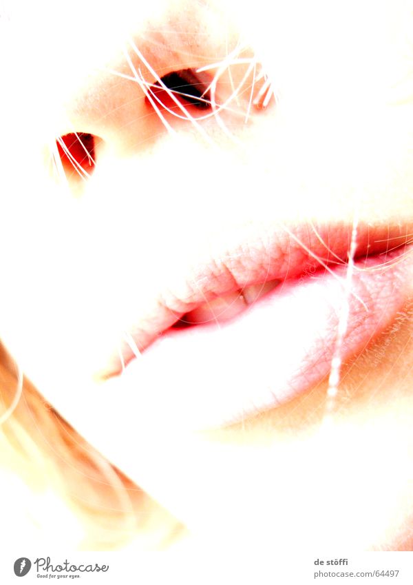 lonely.lips Lips Nostril Loneliness Back draft Grief Caress Woman Lady Mouth Nose Face Bright Pallid Longing Sadness Hair and hairstyles Contrast Detail of face