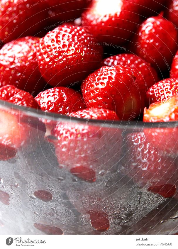 steamed strawberries Fruit Nutrition Bowl Summer Drops of water Glass Cool (slang) Fragrance Fresh Cold Delicious Juicy Sweet Red Refreshment Strawberry