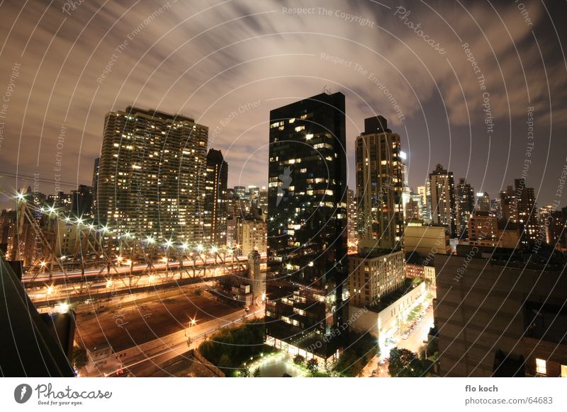 night in new york New York City Night Clouds Speed House (Residential Structure) Window High-rise Exterior shot Long exposure Wide angle Skyline