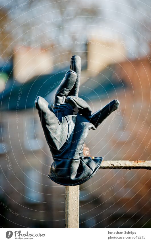 rock 'n' roll or something Lifestyle Elegant Style Joy Black Gloves Fence post Forget Rock'n'Roll Fingers Indicate Discovery Wayside Edinburgh Scotland English