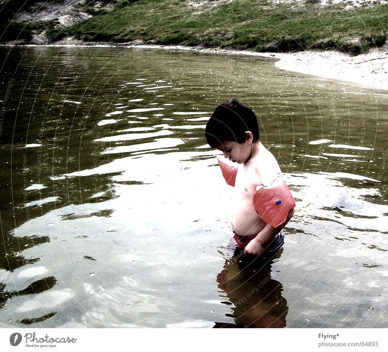 Pack your swim trunks.... Lake Water wings Cold Beach Vacation & Travel Small Freeze Swimming trunks Boy (child) Loneliness boy Swimming & Bathing :u)