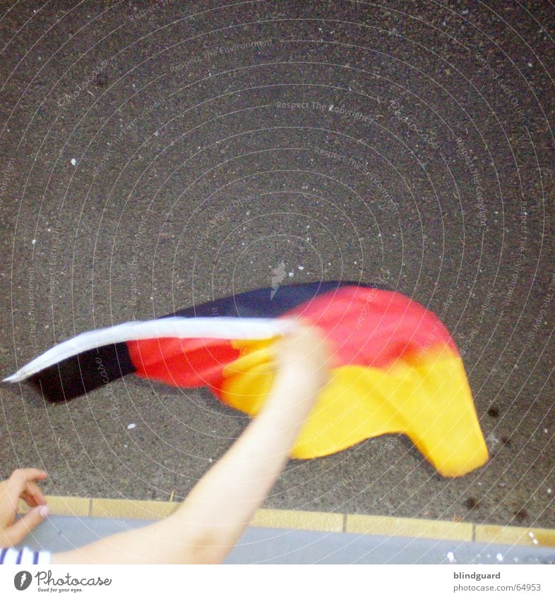 ... and bye-bye Flag Wave Window Playing World Cup 2006 Grief Germany Black Red Patriotism Crazy Stadium Sidewalk Window board Pride soccer