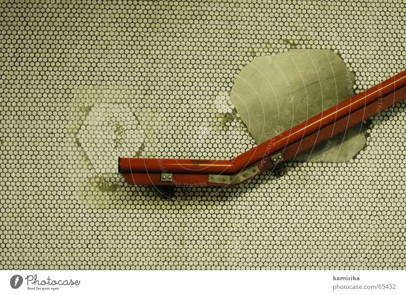 Put your hand on the handrail. Wall (building) Mosaic Circle Underground Paris Red Handrail Stairs bisazza Tile Line Illustration