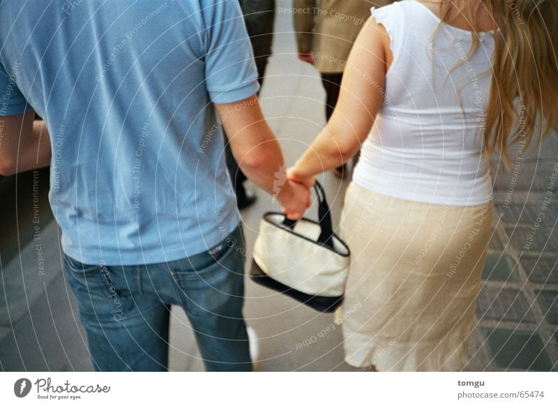 stroll Going Together Bag Hand Human being Street steep To go for a walk Back