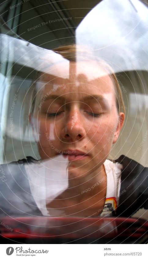 Portrait of a woman through a wine glass Red wine Wine glass Woman Reflection Think Balcony Glass ponder