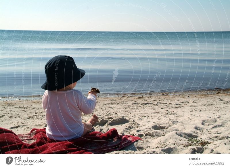 sea sea Beach Ocean Child Algae Mud Vantage point Discover Curiosity Touch Hiddensee Playing Vacation & Travel Childhood dream Dream Life Calm Water Baltic Sea