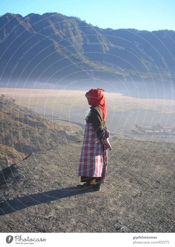 water seller Woman Indonesia Java Volcano Desert Thirst Water Mountain