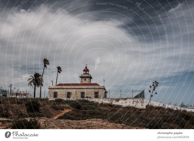 Stormy times Vacation & Travel Trip Far-off places Freedom Summer Summer vacation Ocean Sky Clouds Bad weather Wind Gale Portugal Fishing village Lighthouse