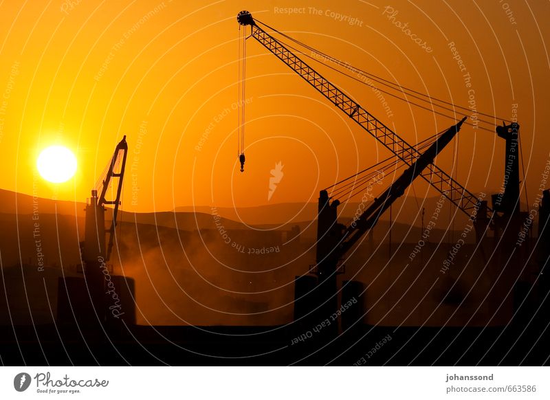 closing time Logistics Closing time Crane Landscape Horizon Sunrise Sunset Beautiful weather Hill Mountain Desert Navigation Harbour bulk carriers