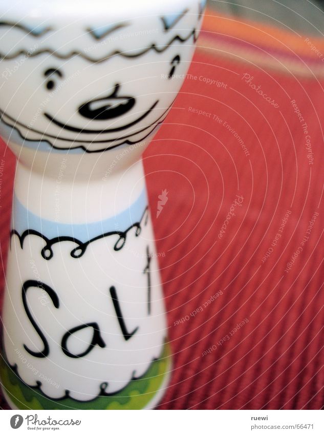 salt Food Herbs and spices Cooking salt Nutrition Salt caster Decoration Laughter Red White Grinning Animal figure Partially visible Detail Section of image