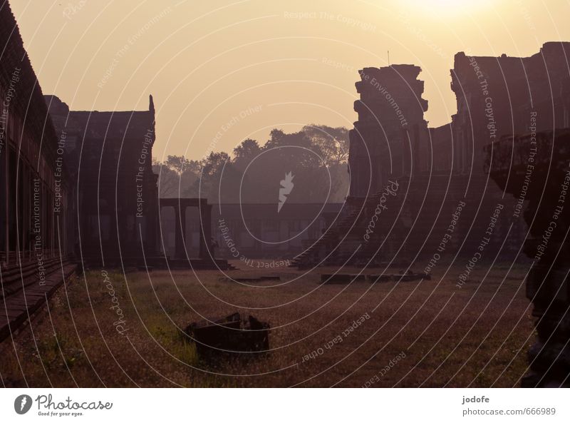 early morning Nature Landscape Senior citizen Mysterious Religion and faith Moody Surrealism Tourism Tradition Decline Past Transience Temple Angkor Wat Morning