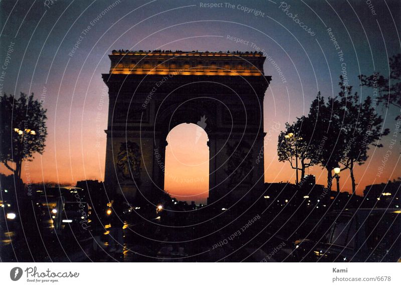 Arc de Triomphe Paris Sunset Back-light Night Champs Élisée