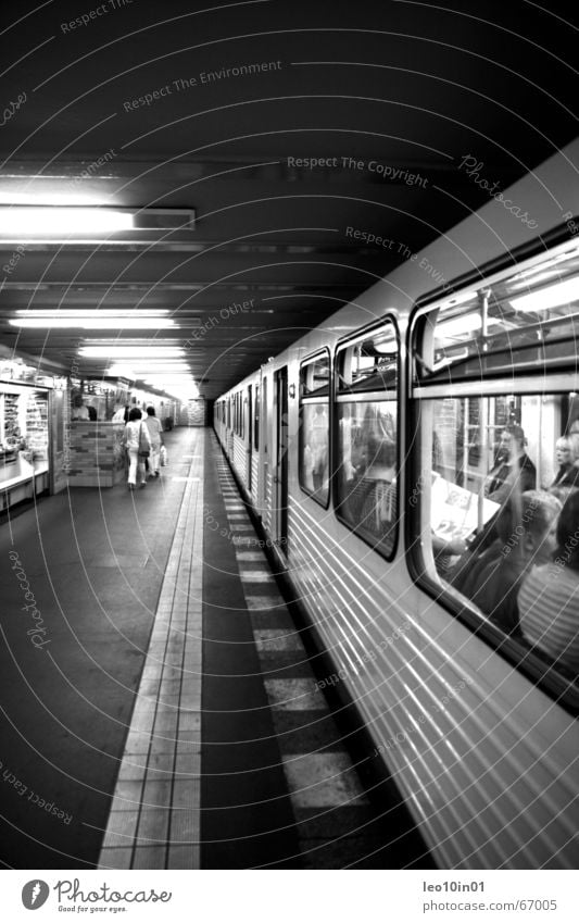 Underground Style Europe Government Haste Speed Railroad Station London Underground Globalization Dark Deep Light Black & white photo Railroad tracks Platform