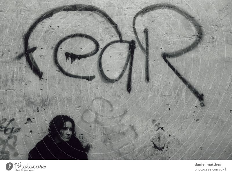 anxiety Woman Autumn Human being Graffiti black-and-white