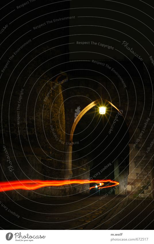 Old Town Night Warburg Federal eagle Old town Deserted Tower Gate Wall (barrier) Wall (building) Archway Traffic infrastructure Road traffic Motoring Street