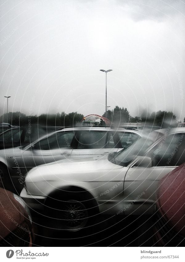 wet look Wet Parking lot Storm Blur Dark Rain Vista Car Window pane Drops of water Thunder and lightning raindrops cars Wait