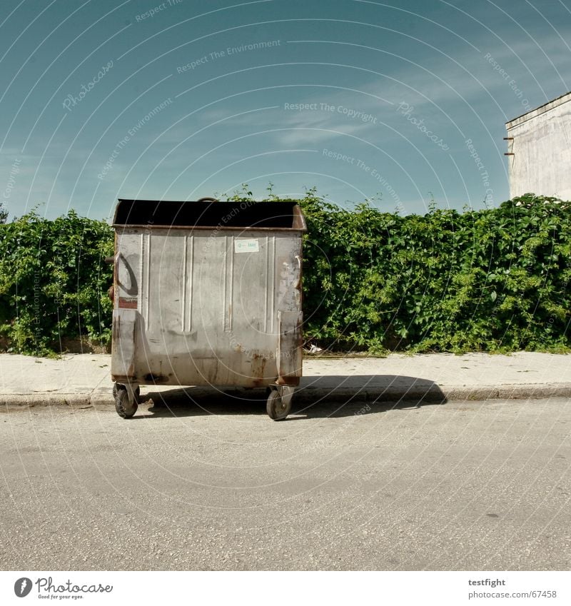 off to the buoy Trash container Dispose of Summer Vacation & Travel Hedge Sidewalk Light Green Physics Beautiful Clouds Sky Street Feasts & Celebrations Bright