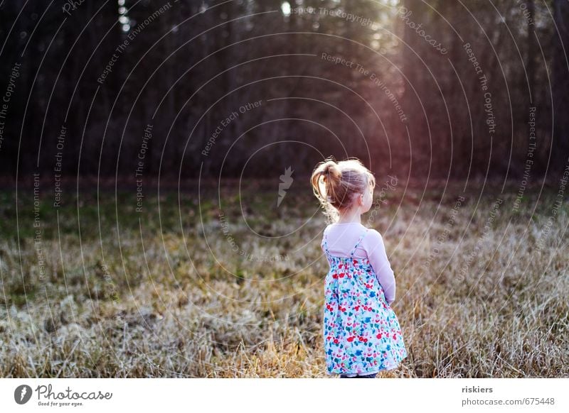 waiting for spring Human being Feminine Child Girl Infancy Life 1 3 - 8 years Environment Nature Sun Sunrise Sunset Sunlight Spring Beautiful weather Park