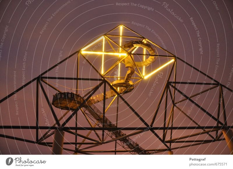 Four corners to the late hour Bottrop The Ruhr Ruhr Valley Germany Skyline Populated Architecture Tourist Attraction Landmark tetrahedra Pedestrian Steel Idyll