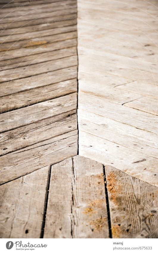 Three Wooden floor Floorboards terrace Line Arrow Stripe Old Dirty Sharp-edged Simple Firm Together Infinity Sustainability Natural Strong Dry Brown Contact