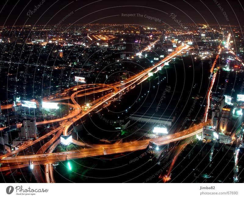 Bangkok at night Thailand Town Transport Dark Street Light Contrast