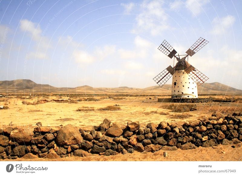 Windmill of Solitude Badlands Loneliness Landscape Fuerteventura Desert Old Shabby el cotillo