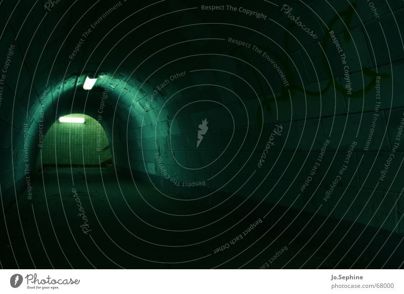 under the earth London Underground Underpass Neon light Subsoil Lamp Tunnel Tunnel vision Graffiti Lighting Stone Creepy Dirty somber conceit Comfortless