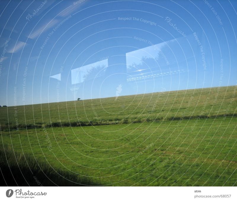 road movie 03 Railroad Railroad tracks In transit Vacation & Travel Meadow Back draft Reflection Restless Speed Doomed Landscape Sky groundlessness