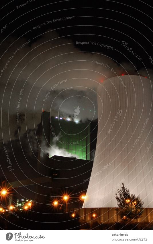 Color Industries Factory Lantern Play of colours Long exposure Fog Threat Might Smoke Industrial Photography Gigantic Technology Cooling tower