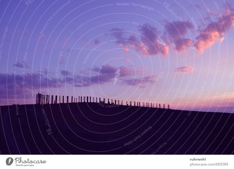 stockpile luck Summer Sun Landscape Earth Sand Air Sky Clouds Sunrise Sunset Hill Landmark Relaxation Illuminate Violet Pink Black Emotions Colour photo