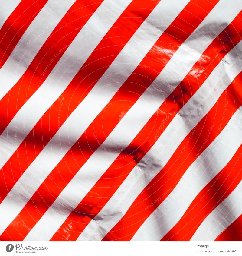 streak Elegant Style Design Plastic Line Stripe Simple Red White Folds Background picture Weather protection Wind Colour photo Exterior shot Close-up Pattern