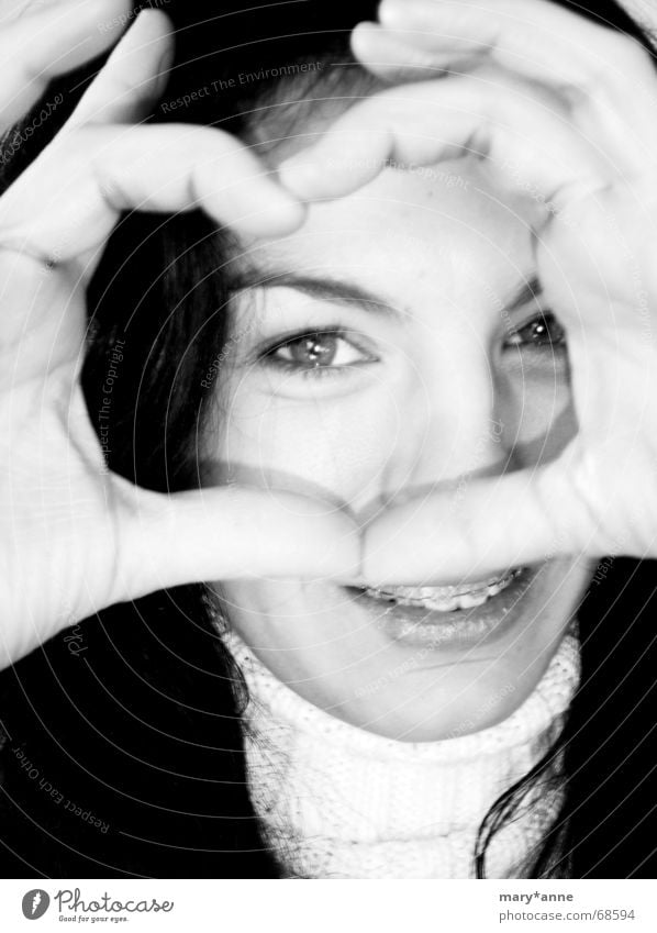 *** braces queen *** Emotions Hand Woman Heart Black & white photo Eyes Laughter Joy Love Looking