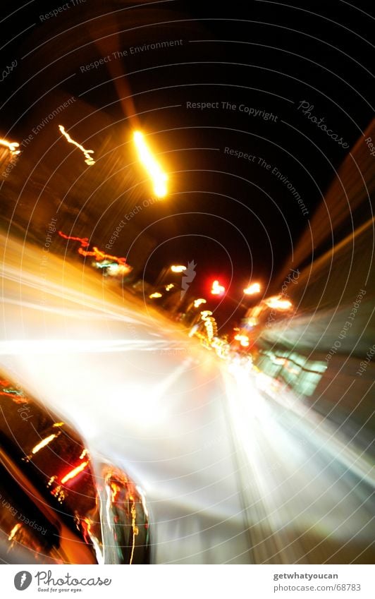 Crazy speed forward Vehicle Petrol station Night Town Long exposure Stern Fender Black Reflection Driving Vanishing point Light Car alfa romeo Street Dynamics