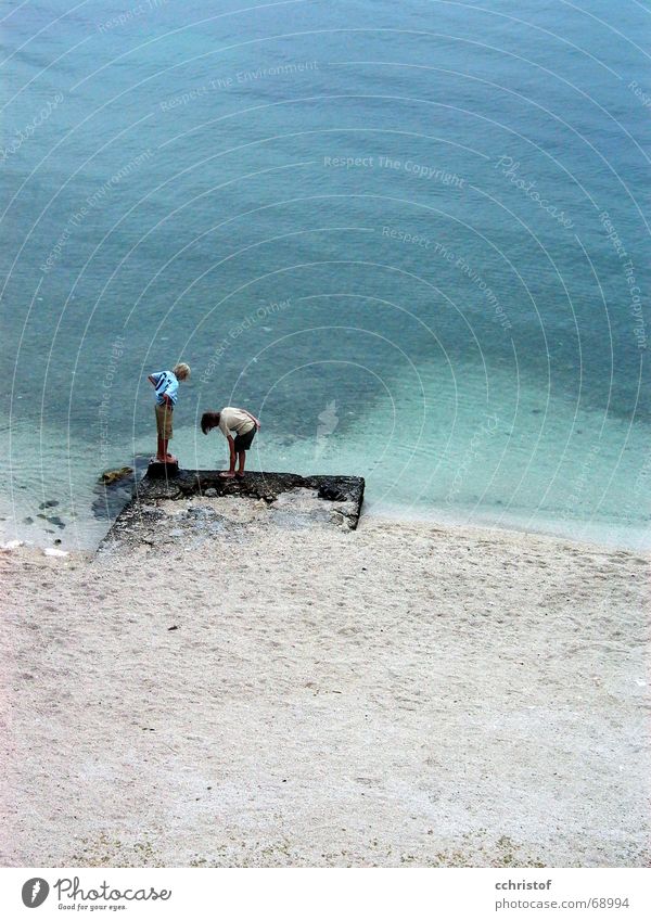 I don't see anything. Beach Ocean Pebble Search Boy (child) Brothers and sisters Croatia Water