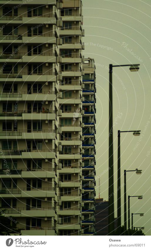 more beautiful living 02 House (Residential Structure) High-rise Balcony Facade Window Leipziger Straße Prefab construction Tall Berlin Gloomy Modern housing