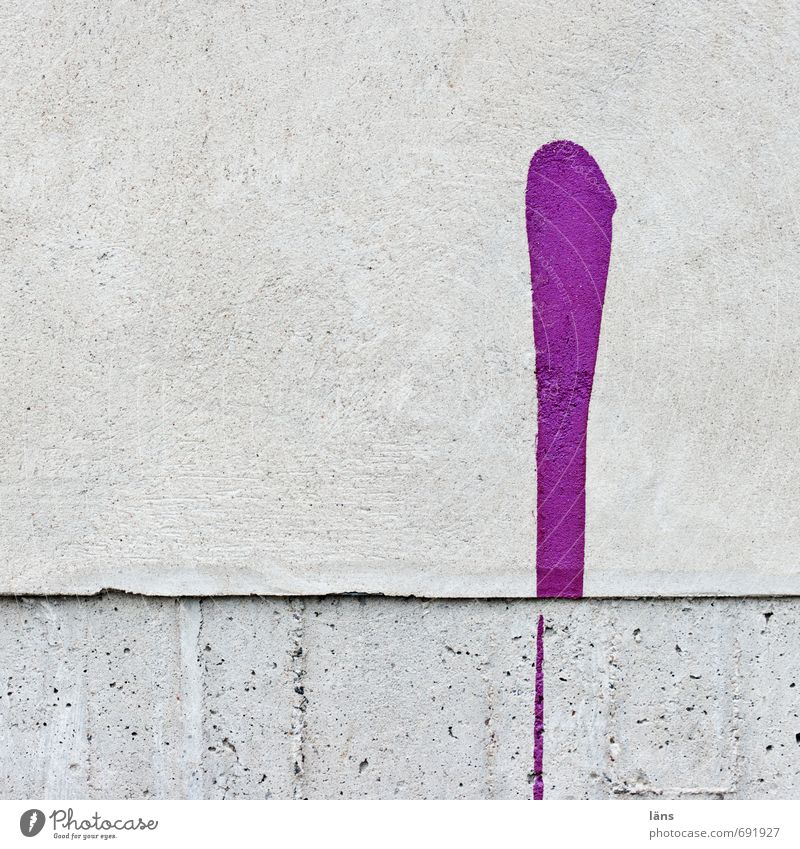 L Stripe Gray Violet Colour Protest Wall (building) Patch of colour Plaster Daub Progress Blotchy Rendered facade Rough Line Exclamation mark Colour photo