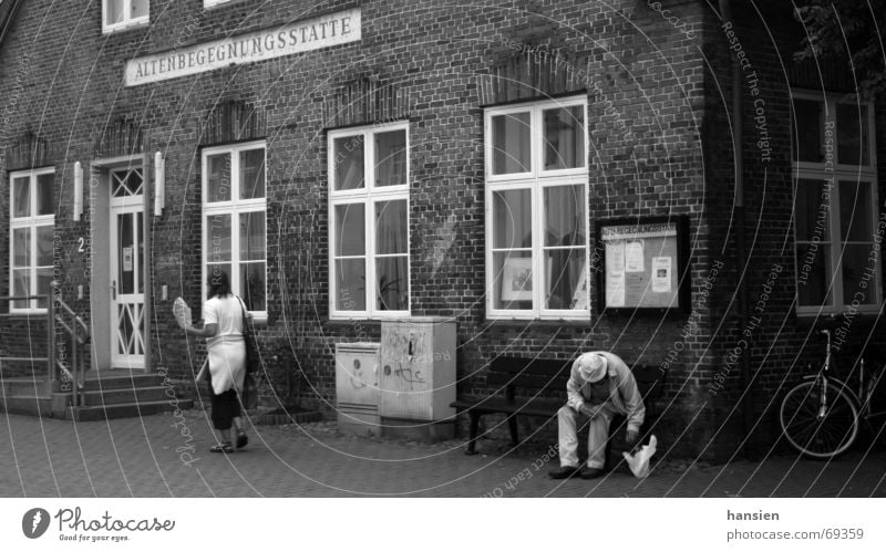 old people's meeting place Senior citizen Encounter Loneliness House (Residential Structure) Window Moody Going Snapshot